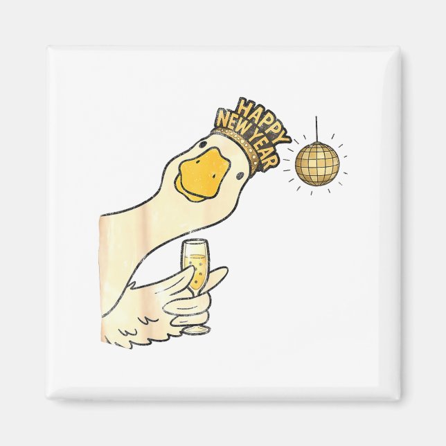 Imán Cheers Happy New Year 2026 Goose With Champagne Di (Frente)