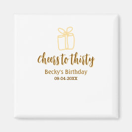 Imán Cheers to thirty yellow brown birthday pastel gift