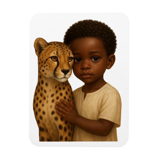 Imán Cheetah & Boy: Bond of the wild and innocent (Vertical)