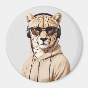 Imán Cheetah Con Hoodie Funny Carácter Animal De Guay