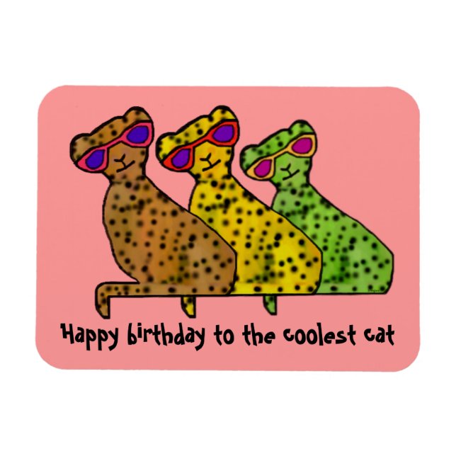 Imán Cheetah Guay Cats Happy Birday Premium Magnet (Horizontal)