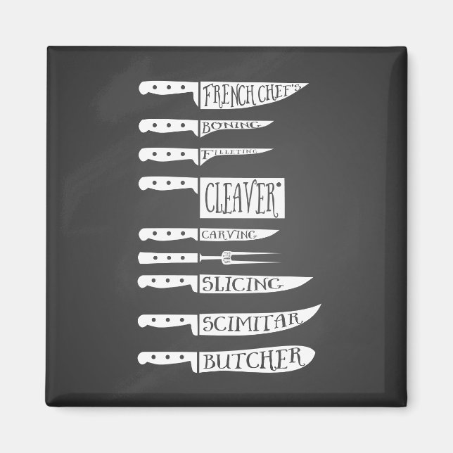 Imán chef aprendiz cocina cuchillos carnicero cortes de (Frente)
