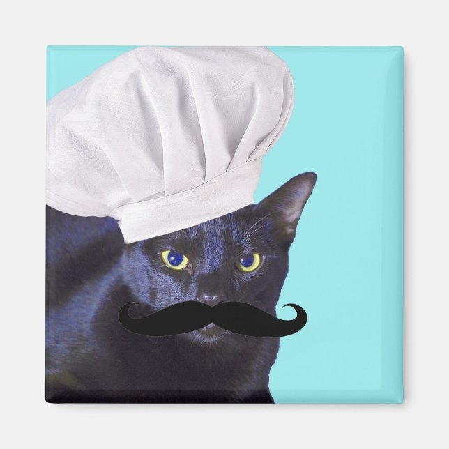 Imán Chef italiano, gato negro (Frente)