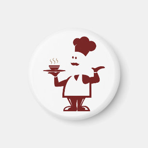 Imán Chef sosteniendo un tazón de sopa