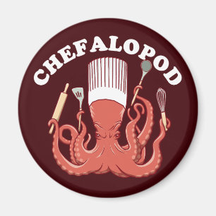 Imán Chefalopodo   Octopus Chef Funny Pun