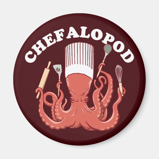Imán Chefalopodo | Octopus Chef Funny Pun (Frente)