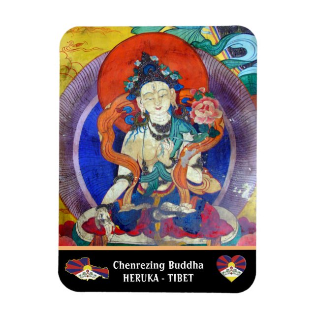 Imán Chenrezing Buddha, Vintage Heruka y Tibet/Dharma (Vertical)