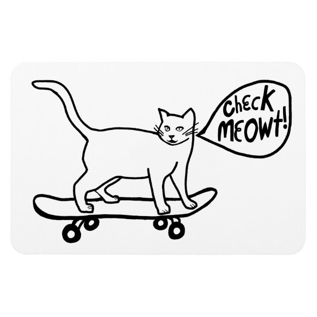 Imán ¡Chequea a Meowt! Skateboarding Kitty Cat (Horizontal)