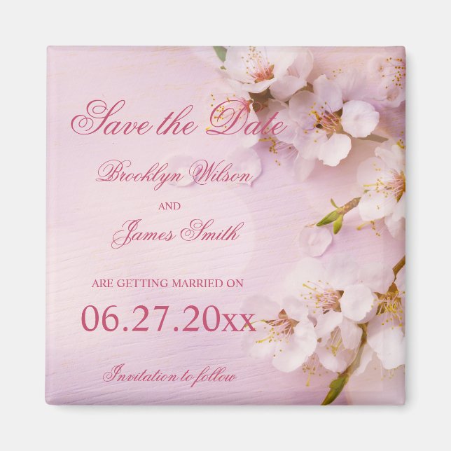 Imán Cherry Blossom Elegant Save The Date Magnets (Frente)