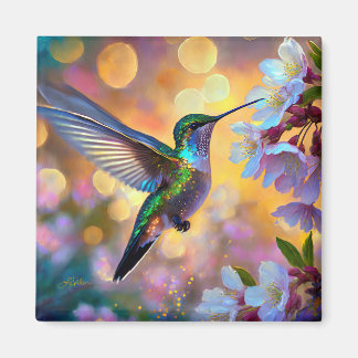 Imán Cherry Blossom Fantasy Hummingbird