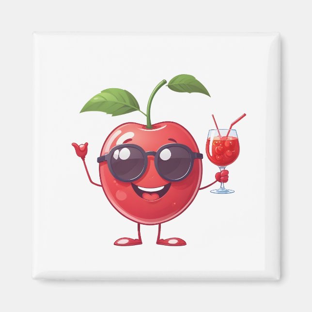 Imán Cherry Fun vacaciones alegres Fiesta de bebida tro (Frente)