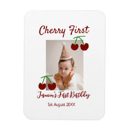 Imán Cherry primer feliz cumpleaños foto niños rojo mod