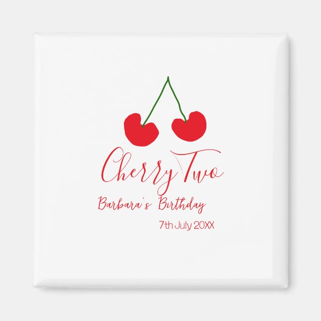 Imán Cherry two 2nd birthday red cherry kids simple  (Frente)