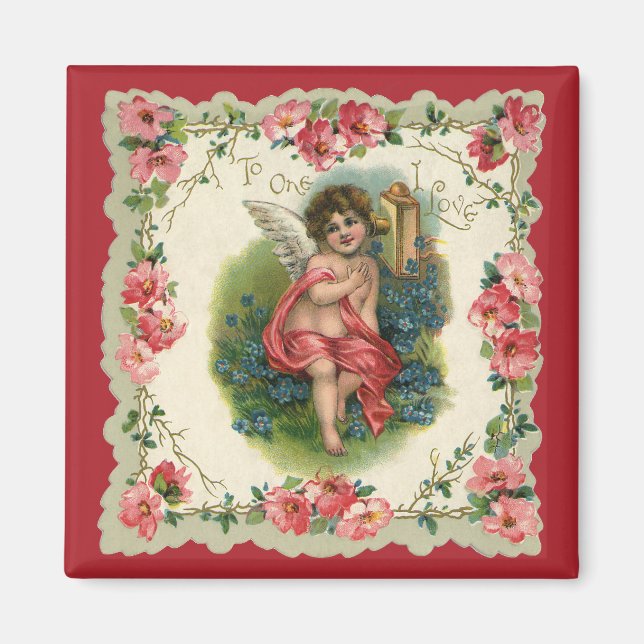 Imán Cherub, el El día de San Valentín victoriano vinta (Frente)