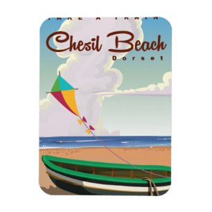 Imán Chesil Beach Dorset Vintage Cartoon poster.