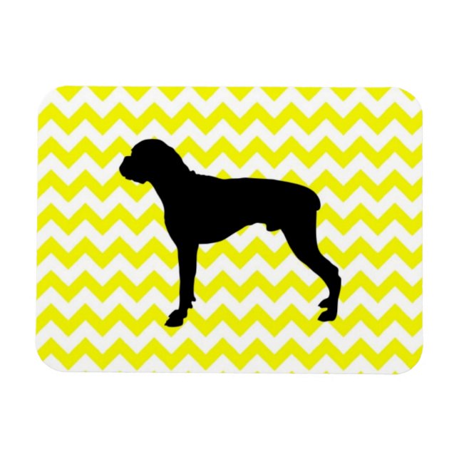 Imán Chevron Amarillo De Limón Con Silhouette De Boxer (Horizontal)