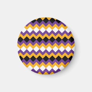 Imán Chevron amarillo, púrpura, negro y blanco zigzag