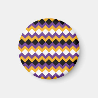 Imán Chevron amarillo, púrpura, negro y blanco zigzag