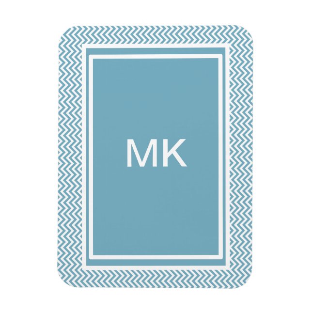 Imán Chevron azul con monograma (Vertical)