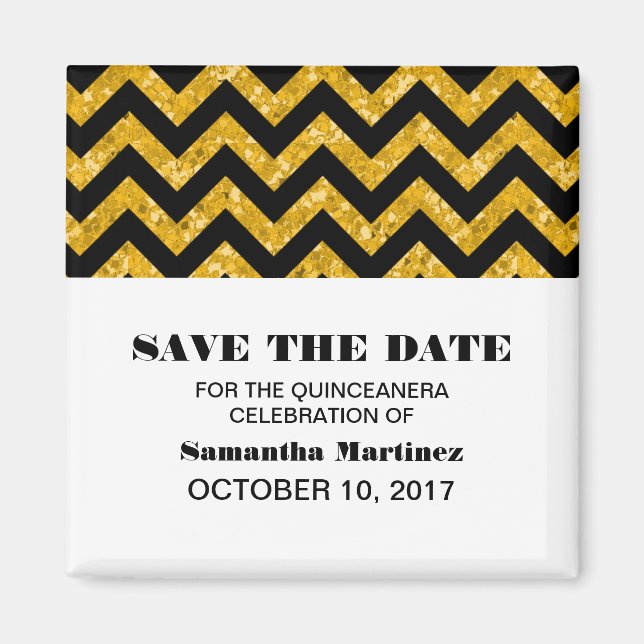 Imán Chevron Purpurina Quinceañera Magnet (Frente)