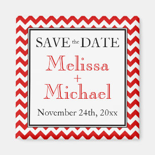 Imán Chevron Red & White Save the Date imnet