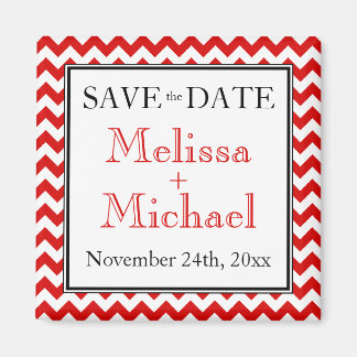 Imán Chevron Red & White Save the Date imnet