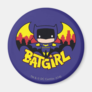 Imán Chibi Batgirl Con Skyline Y Logo Gótico