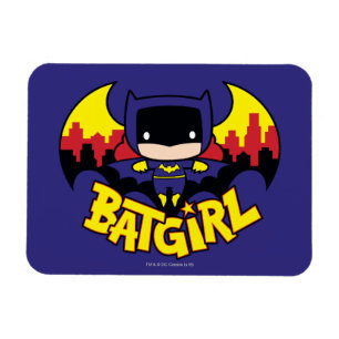 Imán Chibi Batgirl Con Skyline Y Logo Gótico