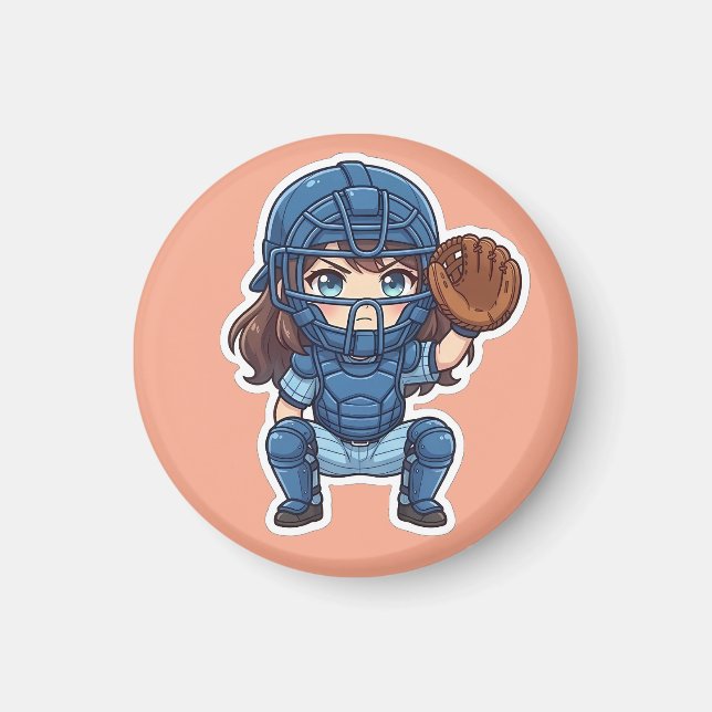 Imán Chibi Béisbol Edición 2026 - Sentadilla de Recepto (Frente)