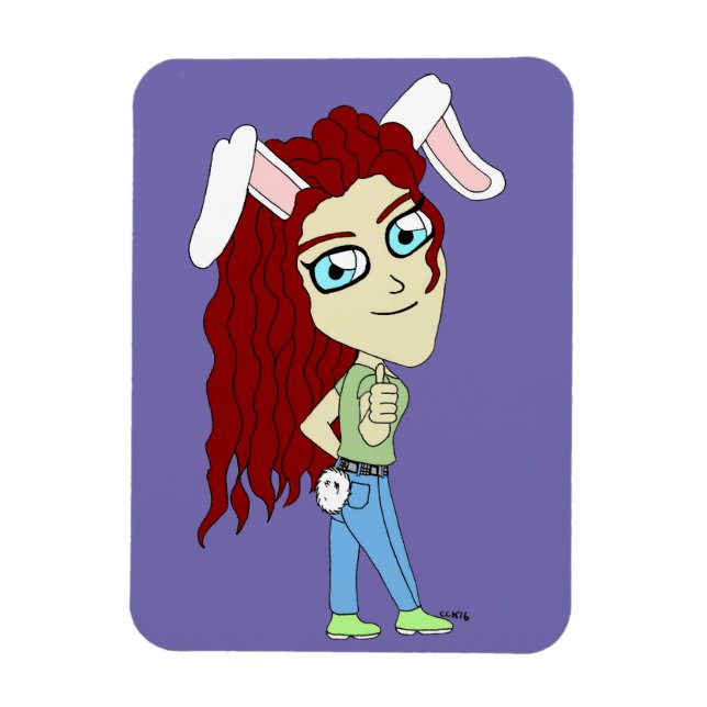 Imán Chibi Bunnygirl dando un pulgar hacia arriba (Vertical)