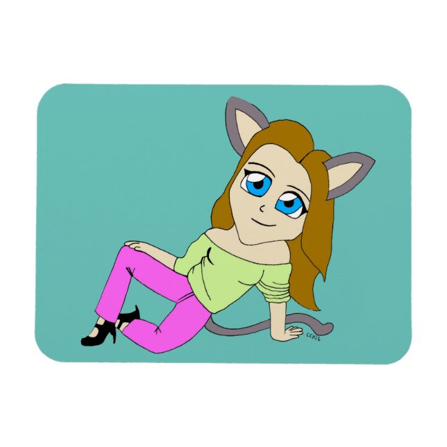 Imán chibi catgirl (Horizontal)