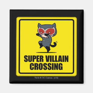 Imán Chibi Catwoman Super Villain Crossing Rótulo