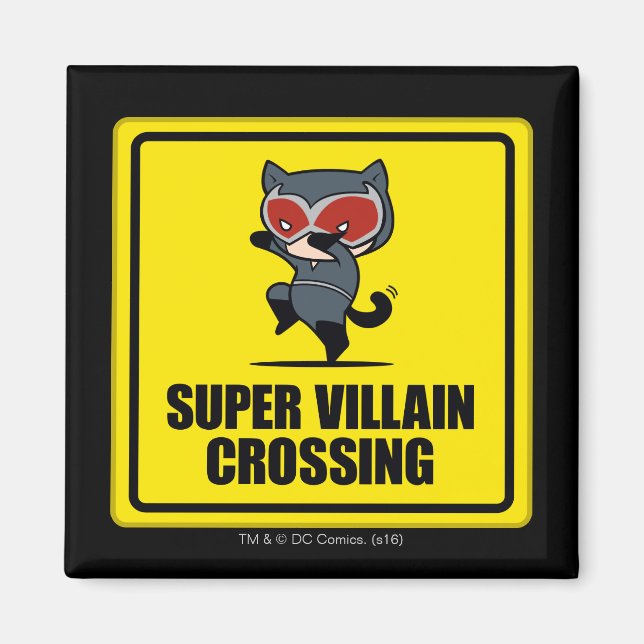 Imán Chibi Catwoman Super Villain Crossing Rótulo (Frente)