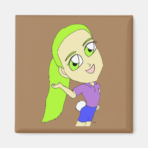 Imán chibi chica con cola de conejo