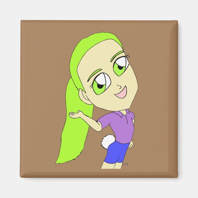 Imán chibi chica con cola de conejo (Frente)