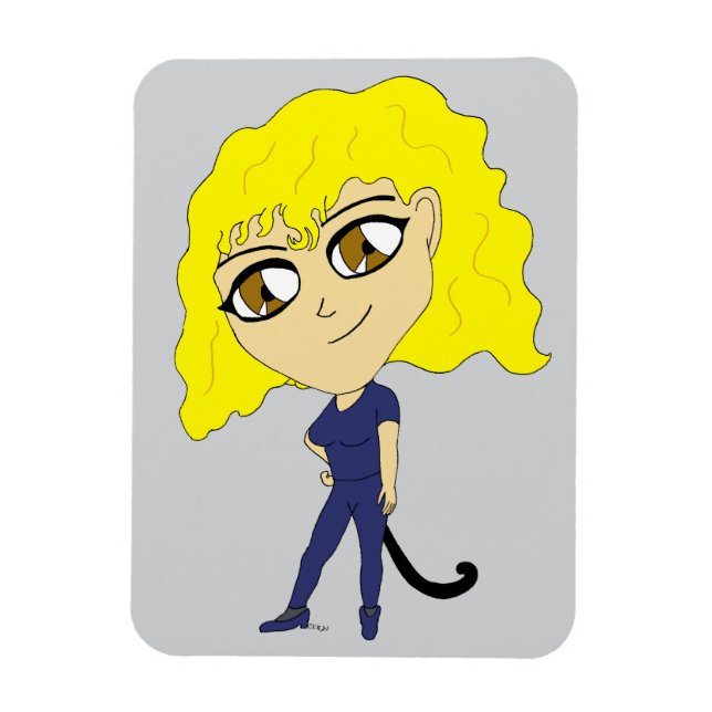 Imán Chibi con un gato como cola (Vertical)