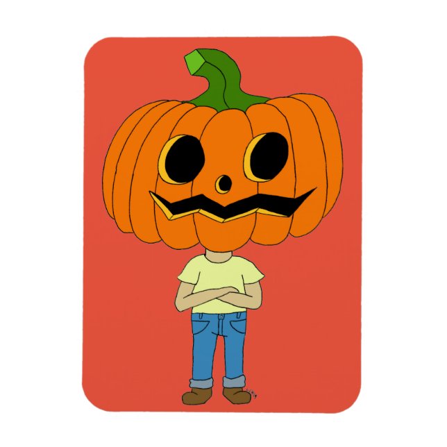Imán chibi de cabeza de calabaza (Vertical)