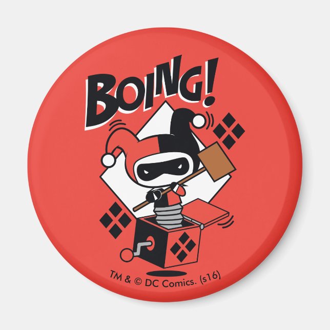 Imán Chibi Harley-Quinn-In-A-Box Con Martillo (Frente)