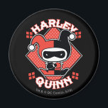 Imán Chibi Harley Quinn Splits<br><div class="desc">Echa un vistazo a Chibi Harley Quinn mientras hace las divisiones delante de un fondo de diamante de polka rojo con su nombre escrito a su alrededor.</div>