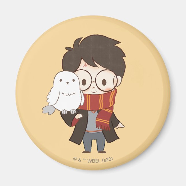 Imán Chibi HARRY POTTER™ y Hedwig (Frente)