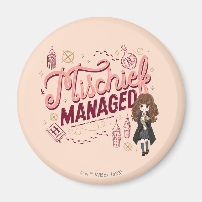 Imán Chibi Hermione "Mischief Managed" (Frente)