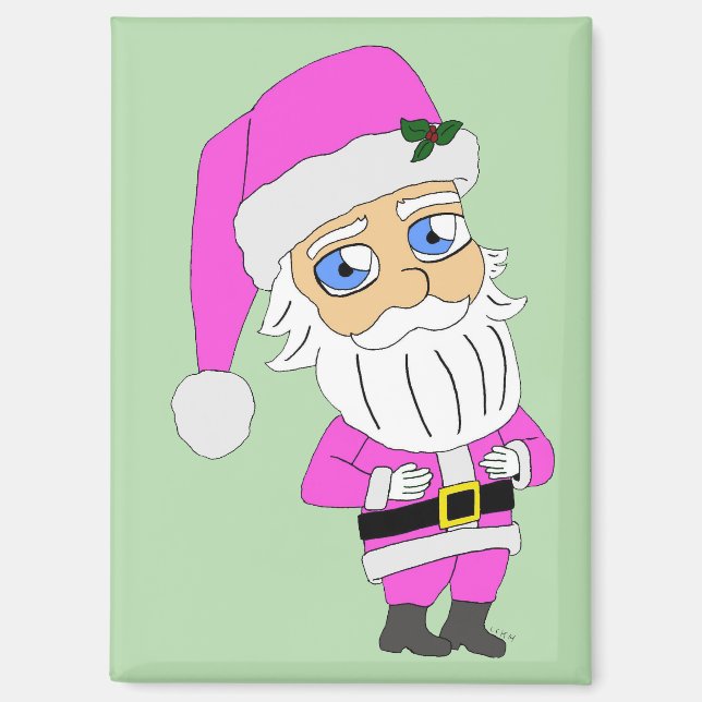 Imán Chibi Santa traje rosa (Anverso)