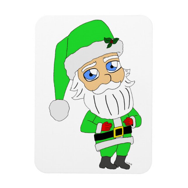 Imán Chibi Santa traje verde (Vertical)