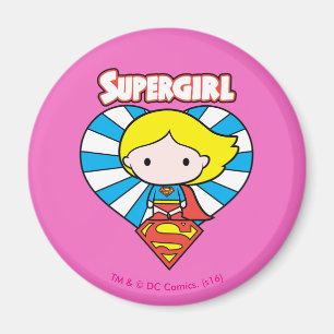 Imán Chibi Supergirl Starburst Heart and Logo