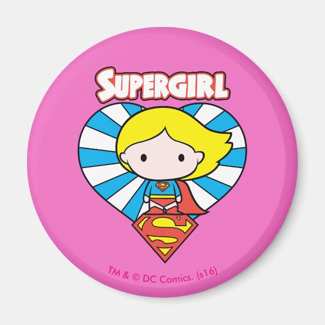 Imán Chibi Supergirl Starburst Heart and Logo (Frente)