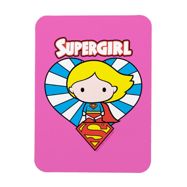 Imán Chibi Supergirl Starburst Heart and Logo (Vertical)