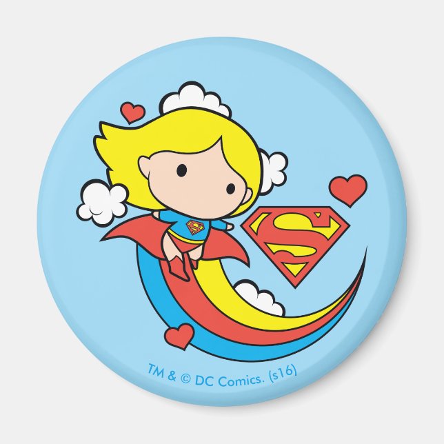Imán Chibi Supergirl Volando Arcoiris (Frente)