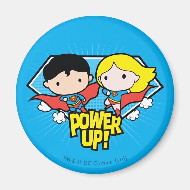 Imán ¡Chibi Superman & Chibi Supergirl Power Up! (Frente)