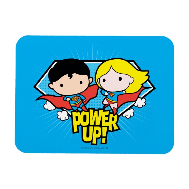 Imán ¡Chibi Superman & Chibi Supergirl Power Up! (Horizontal)