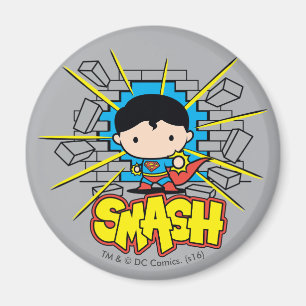Imán Chibi Superman huele a través de la pared de ladri